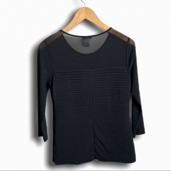 Cache sheer mesh black top long sleeve - Picture 2 of 4
